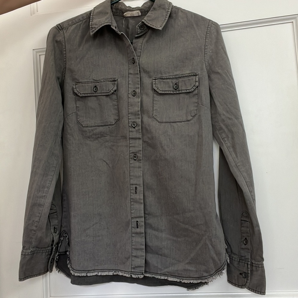 AG -gray cotton button up -Small